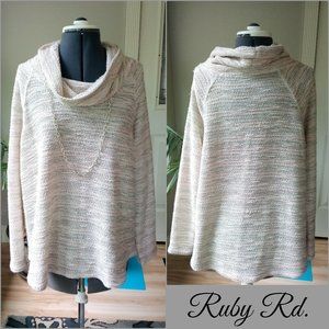 Ruby Rd. Silver Metallic Cowl Neck Sweater